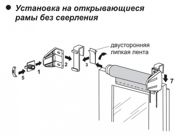 Крепление штор без сверления